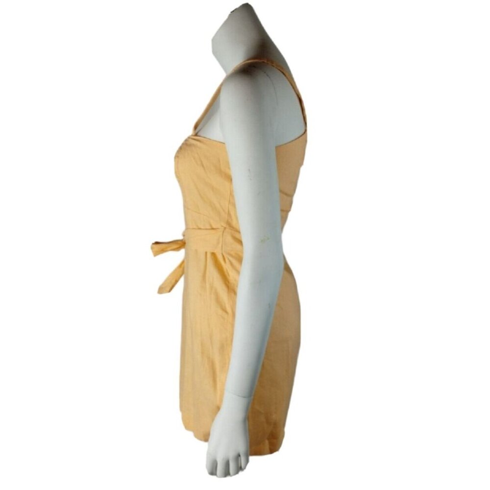 GB Misses 14 Ocean Drive Melon Tie Front Linen Blend Wrap Dress New with Tags - Picture 6 of 9